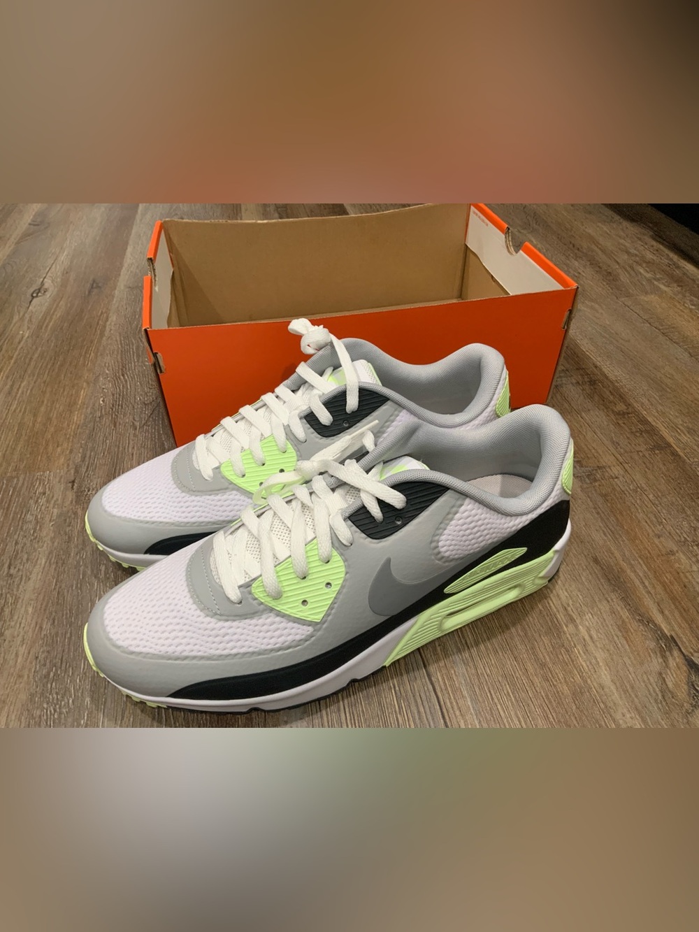 New Nike Air Max 90 Golf White Particle Gray Yellow CU9978-104 Men's Sz 13